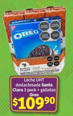 Soriana Súper Leche UHT deslactosada Santa Clara 3 pack + galletas Oreo oferta