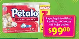 Soriana Híper Papel higiénico Pétalo rendimax 9+3 rollos oferta