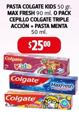 Farmacias Guadalajara Pasta colgate kids max fresh o pack cepillo colgate triple acción + pasta menta oferta