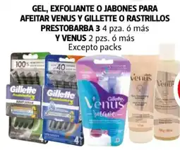 Farmacias Guadalajara Gel, exfoliante o jabones para afeitar venus y gillette o rastrillos prestobarba 3 y venus oferta
