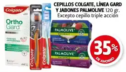 Farmacias Guadalajara Cepillos colgate, línea gard y jabones palmolive excepto cepillo triple acción oferta
