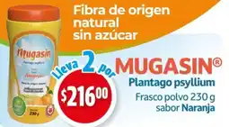 Farmacias Guadalajara Mugasin plantago psyllium frasco polvo sabor naranja oferta