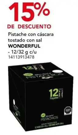 City Club Pistache con cáscara tostado con sal WONDERFUL oferta