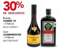 City Club Brandy TORRES 10 / Licor JAGERMEISTER oferta