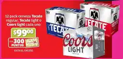 Soriana Híper Tecate - 12 pack cerveza regular, light o colors light cada uno oferta