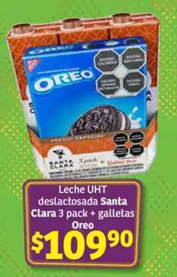 Soriana Híper Leche UHT deslactosada Santa Clara 3 pack + galletas Oreo oferta