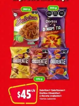 Bodega Aurrerá Sabritas, Sabritones, Doritos Dinamita, Receta Crujiente oferta