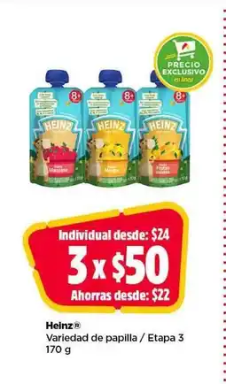 Bodega Aurrerá Heinz Variedad de papilla / Etapa 3 170 g oferta