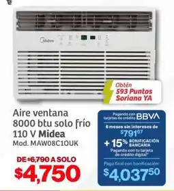 Soriana Híper Aire ventana 8000 btu solo frío 110 V Midea oferta