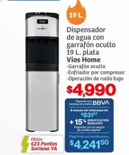 Soriana Híper Dispensador de agua con garrafón oculto 19 L. plata Vios Home oferta