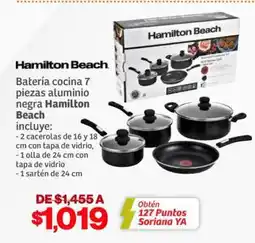 Soriana Híper Batería cocina 7 piezas aluminio negra Hamilton Beach oferta