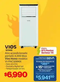 Soriana Híper Aire acondicionado portátil 8,000 btus VIOS HOME oferta