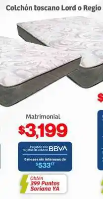 Soriana Híper Colchón toscano Lord o Regio oferta