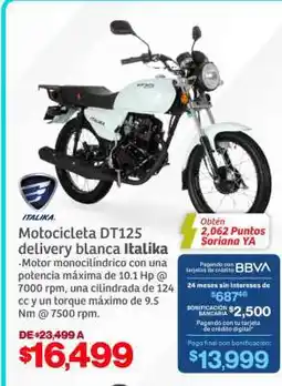 Soriana Híper Motocicleta DT125 delivery blanca Italika oferta