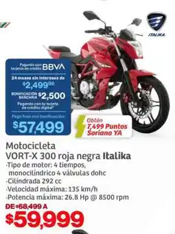 Soriana Híper Motocicleta VORT-X 300 roja negra Italika oferta