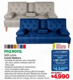 Soriana Híper Sofá cama Caroli Makora oferta