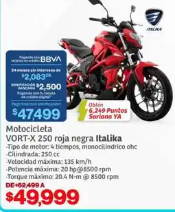 Soriana Híper Motocicleta VORT-X 250 roja negra Italika oferta