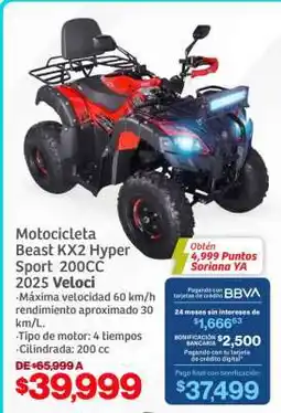 Soriana Híper Motocicleta Beast KX2 Hyper Sport 200cc 2025 VELOCI oferta