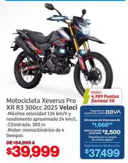 Soriana Híper Motocicleta Xeverus Pro XR R3 300cc 2025 VELOCI oferta