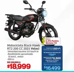 Soriana Híper Motocicleta Black Hawk RT2 200 CC 2025 Veloci oferta