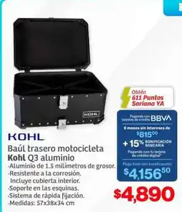 Soriana Híper Baúl Trasero Motocicleta KOHL Q3 Aluminio oferta