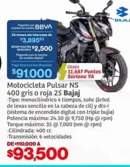 Soriana Híper Motocicleta Pulsar NS 400 oferta