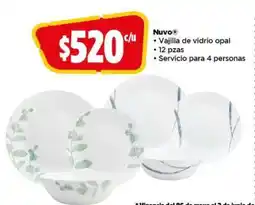 Bodega Aurrerá Nuvo Vajilla de vidrio opal oferta