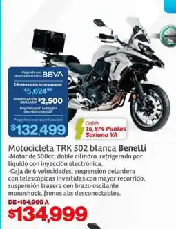 Soriana Híper Motocicleta TRK 502 blanca Benelli oferta