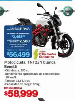 Soriana Híper Motocicleta TNT25N blanca Benelli oferta