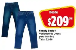 Bodega Aurrerá Simply basic variedad de jeans para hombre oferta
