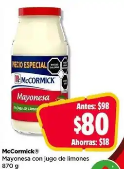 Bodega Aurrerá McCormick Mayonesa con jugo de limones oferta