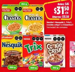Bodega Aurrerá Nestle, Nesquik, Trix, Cookle crisp o Cheerios cereals oferta
