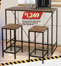 Walmart Desayunador Mainstays con barra y 2 bancas tipo industrial oferta
