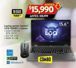 Walmart Laptop gamer Lenovo LOQ 15IAX9+ mouse oferta