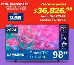Sam's Club Pantalla Samsung 98" UHD Smart TV Crystal UN98DU9000FXZX oferta