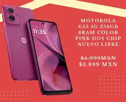 Sears Motorola g55 5g 256gb 8ram color pink dos chip nuevo libre oferta