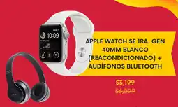 Elektra Apple watch se ira. gen 40mm blanco reacondicionado + audifonos bluetooth oferta