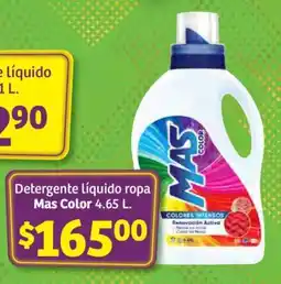 Soriana Súper Detergente líquido ropa Mas color 4.65 L oferta