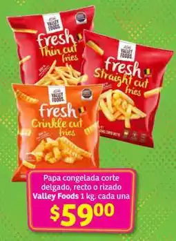 Soriana Híper Papa congelada corte delgado, recto o rizado Valley Foods oferta