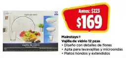 Bodega Aurrerá Mainstays Vajilla de vidrio oferta