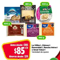 Bodega Aurrerá Variedad de queso oferta