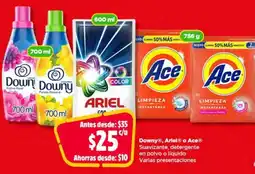 Bodega Aurrerá Downy, Ariel o Ace Suavizante, detergente en polvo o líquido oferta
