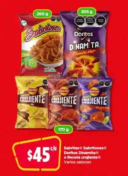 Bodega Aurrerá Sabritas, Sabritones, Doritos Dinamita o Receta crujiente oferta