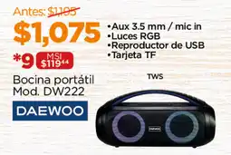 Chedraui DAEWOO Bocina portátil oferta