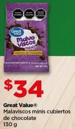 Bodega Aurrerá Great value malaviscos minis cubiertos de chocolate oferta
