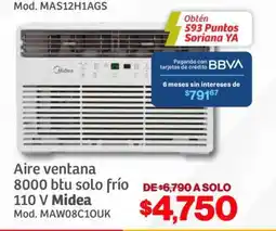 Soriana Híper Aire ventana 8000 btu solo frío 110 V Midea oferta