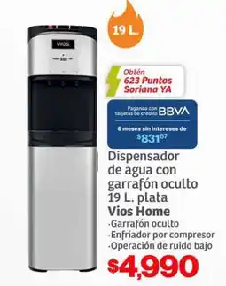 Soriana Híper Dispensador de agua con garrafón oculto 19 L. plata Vios Home oferta
