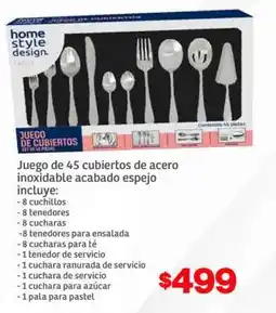 Juego de 45 cubiertos de acero inoxidable