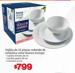 Soriana Híper Vajilla de 12 piezas redonda de cerámica color blanco oferta