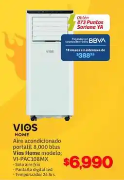 Soriana Híper Aire acondicionado portátil 8,000 btus VIOS HOME oferta
